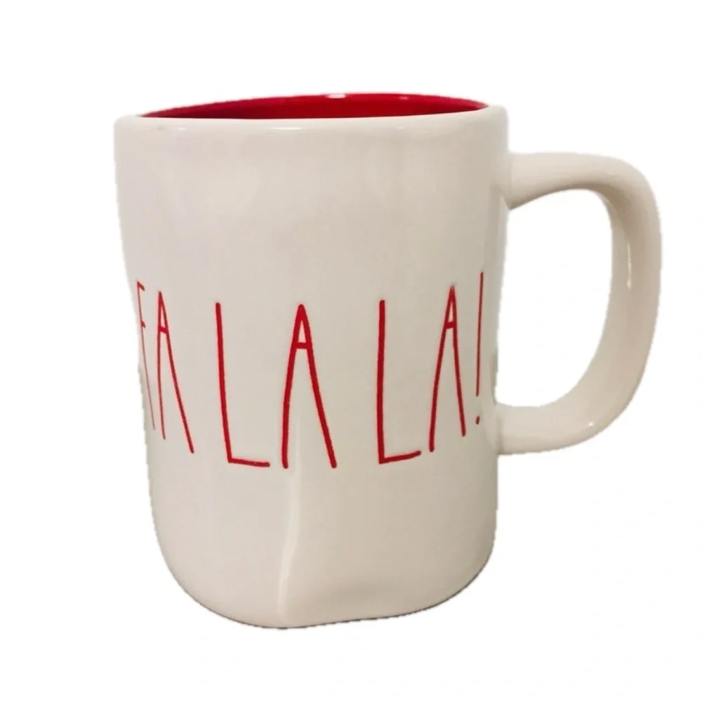 Rae Dunn FA LA LA! Christmas mug red coffee NWT holiday